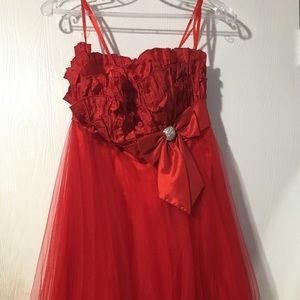 Red Knee Length Prom or Homecoming Dress